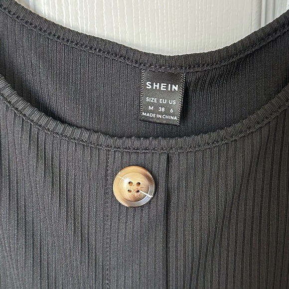 NWOT SHEIN Black Button-Front Midi Dress - Picture 6 of 9